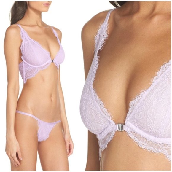 FREE PEOPLE You’re So Great Underwire Lace Bra Lilac Purple Lavender New NWT 34B - Picture 4 of 5
